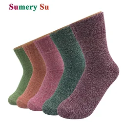 5 Pairs/Lot Wool Socks Women Winter Japanese Harajuku  Bohemian Cashmere Warm Colorful Socks Ladies Girl Christmas Gift 5 Styles