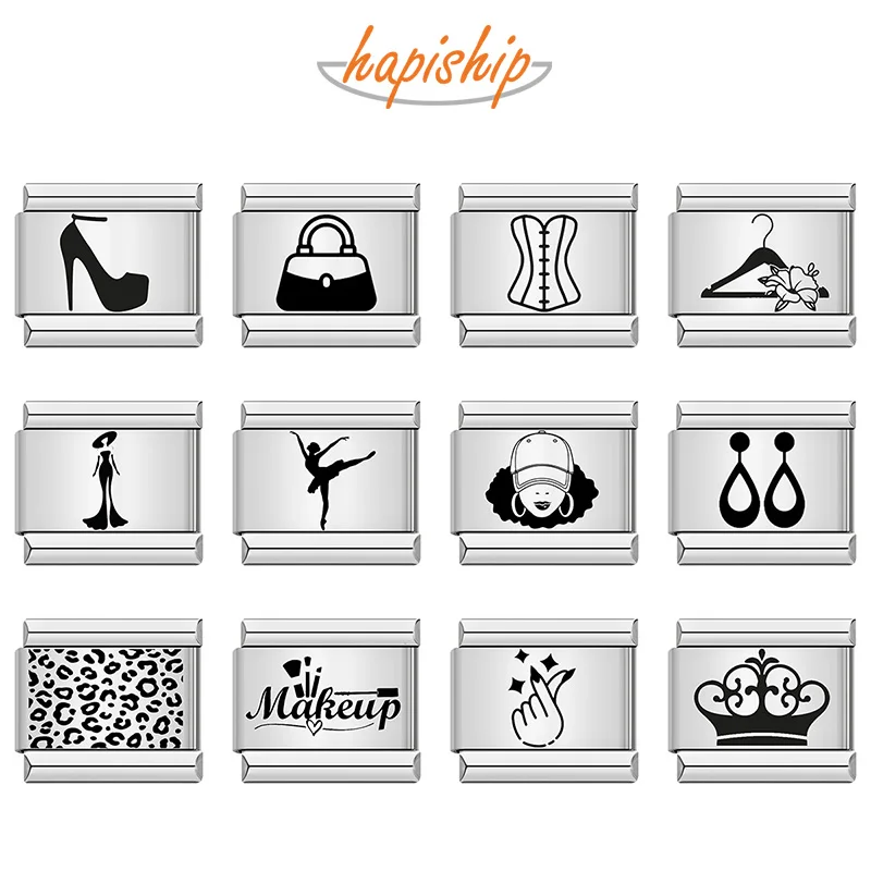 Hapiship Women 2024 New Queen Crown Beauty Bag Charm collegamenti italiani Fit 9mm bracciale in acciaio inossidabile che fa gioielli fai da te DJ1053