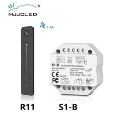 MJJC S1-B LED Dimmer 220V 2.4G RF R11 Touch Remote Triac Dimmer AC 230V Dimer Push Switch for 220 Volt LED Bulb Light Lamp