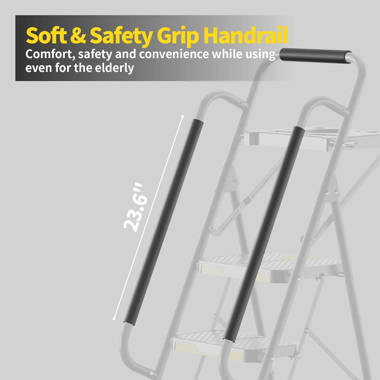 6 Step Ladder with Tool Platform, Folding Step Stool with Handrails, Sturdy Steel Ladder with Wide Pedal, 800 LBS Portable Safet