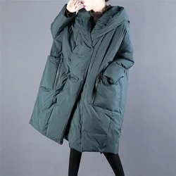 Winter Loose Jacket for Women Casual Solid Color Insulation Hood Filled with Down Cotton Jacket for Women Winter Clothes Women