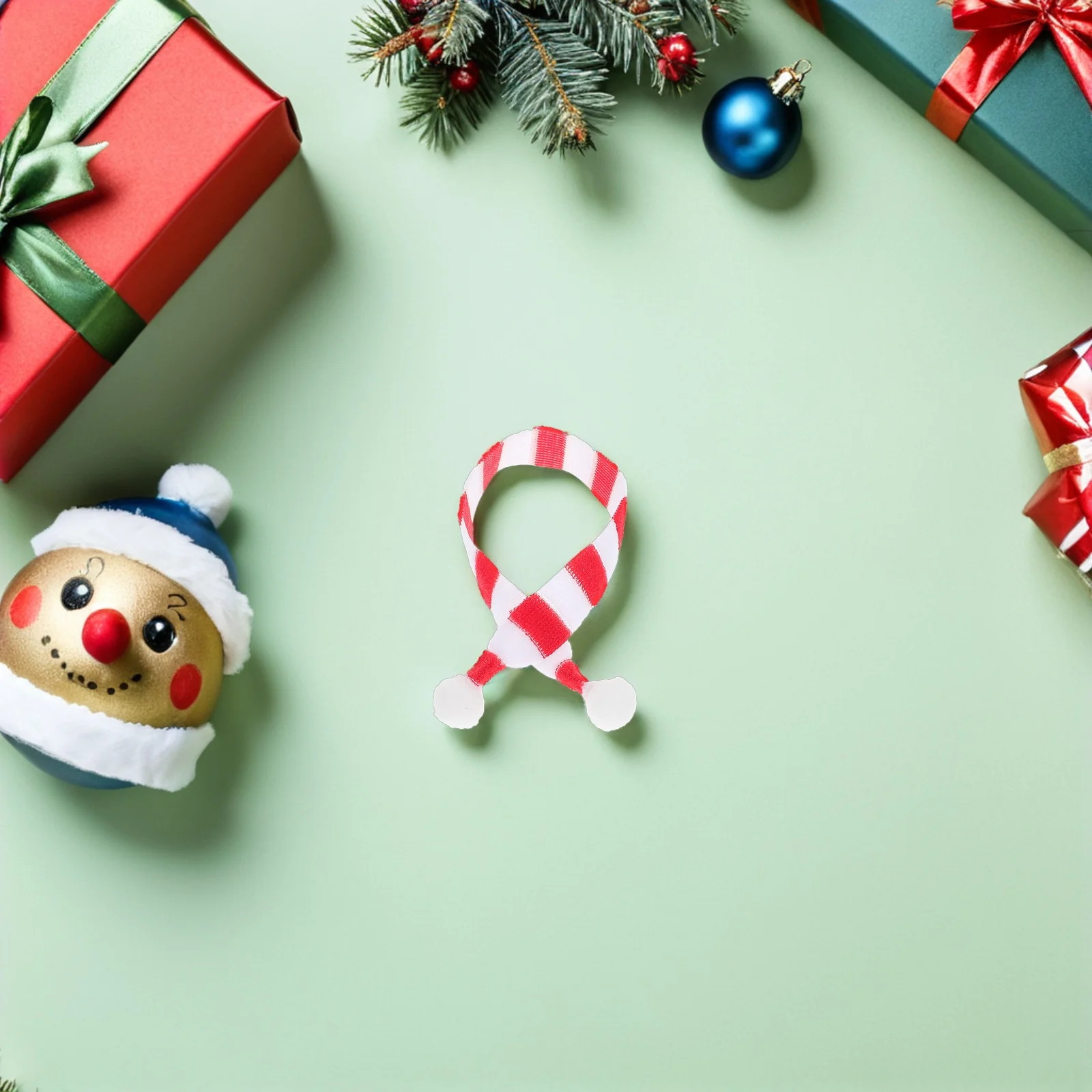 

20Pcs Mini Christmas Scarves Soft Knitted Tiny Snowman Bear Small Pet Costume Craft 22Cm Mini Knitted Scarf​