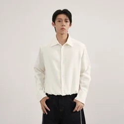 Shirt Style Coat Men Long Sleeve Loose Casual Short Shirts Jacket Japan Korean Fashion Unisex Blouse Male Spring Autumn Clothing