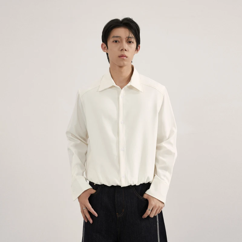 Shirt Style Coat Men Long Sleeve Loose Casual Short Shirts Jacket Japan Korean Fashion Unisex Blouse Male Spring Autumn Clothing