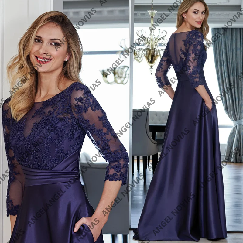 

Formal Wedding Party Dress Navy Blue Mother of the Bride Dress Wedding Party Gowns Customized Vestido Fiesta Boda Invitada