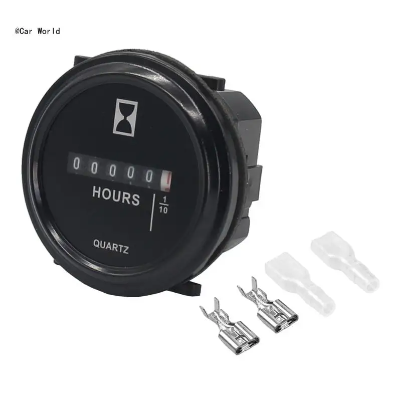 

6XDB Mechanical Hour Meter Gauge Professional Engine Hourmeter for DC 6-80V for Boat Auto ATV UTV 2" Round Gauge