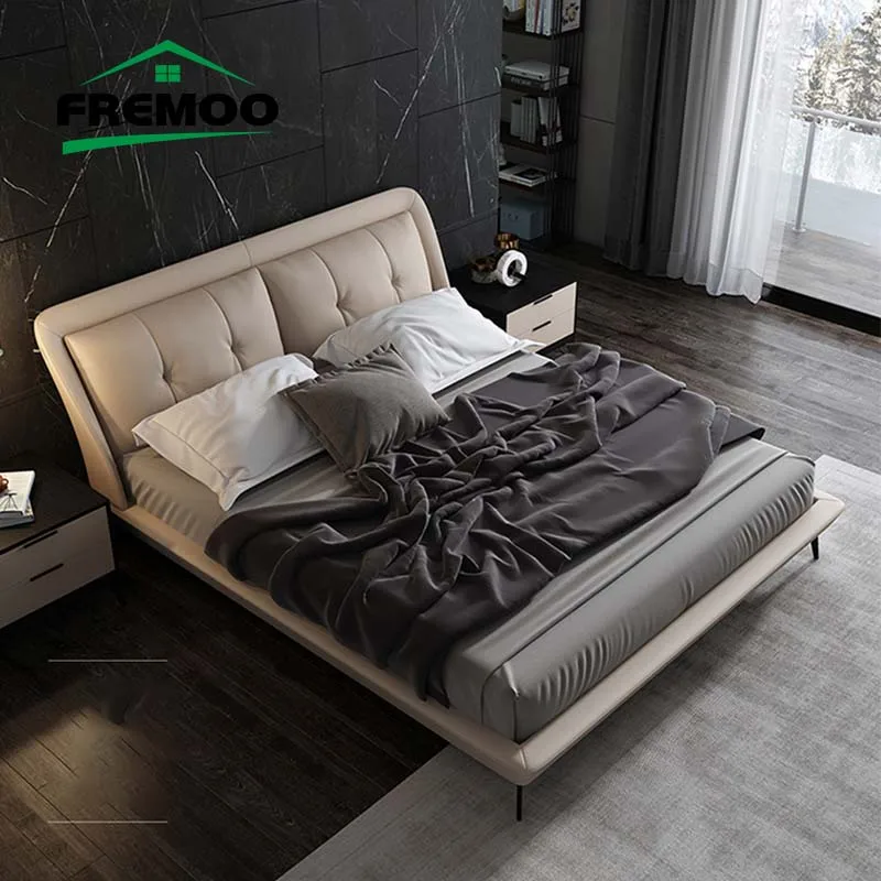 1.8m Modern Minimalist Double Bed With High Quality Mattress Designer Lit 2 Personnes Luxury Bedroom Furniture