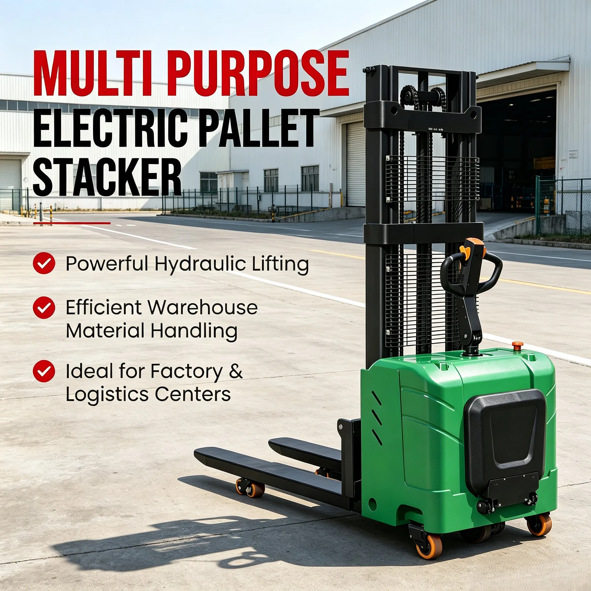 Custom 1.5t 2t Electric Stacker Truck Electric Material Handling Stacker for Industrial Warehouse