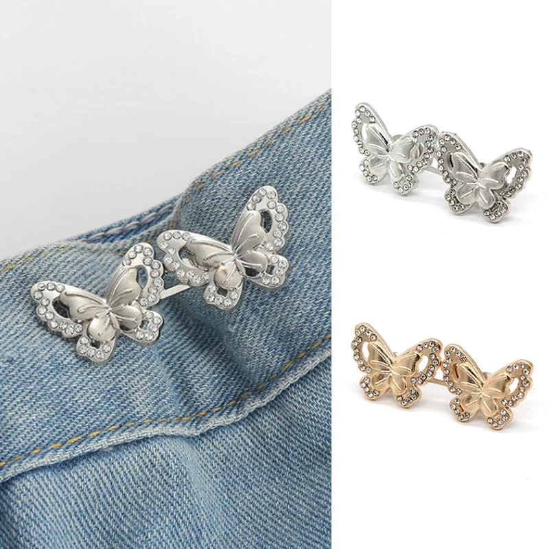 Dotolle 1Set verstellbare Knöpfe Schmetterling Taille Extender Schnalle abnehmbare Kleidung für Hosen Jeans Strass steine nähen frei