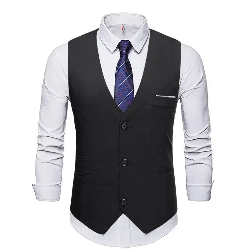 

2023 New Men's Slim Fit Single Breasted Suit Vest Youth Fashion Casual Vest