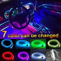 3 Meters 7 Colors in 1 Car Interior Accessories Atmosphere Lamp Cold Light Line With USB Decorative Dashboard Console LED Lights
