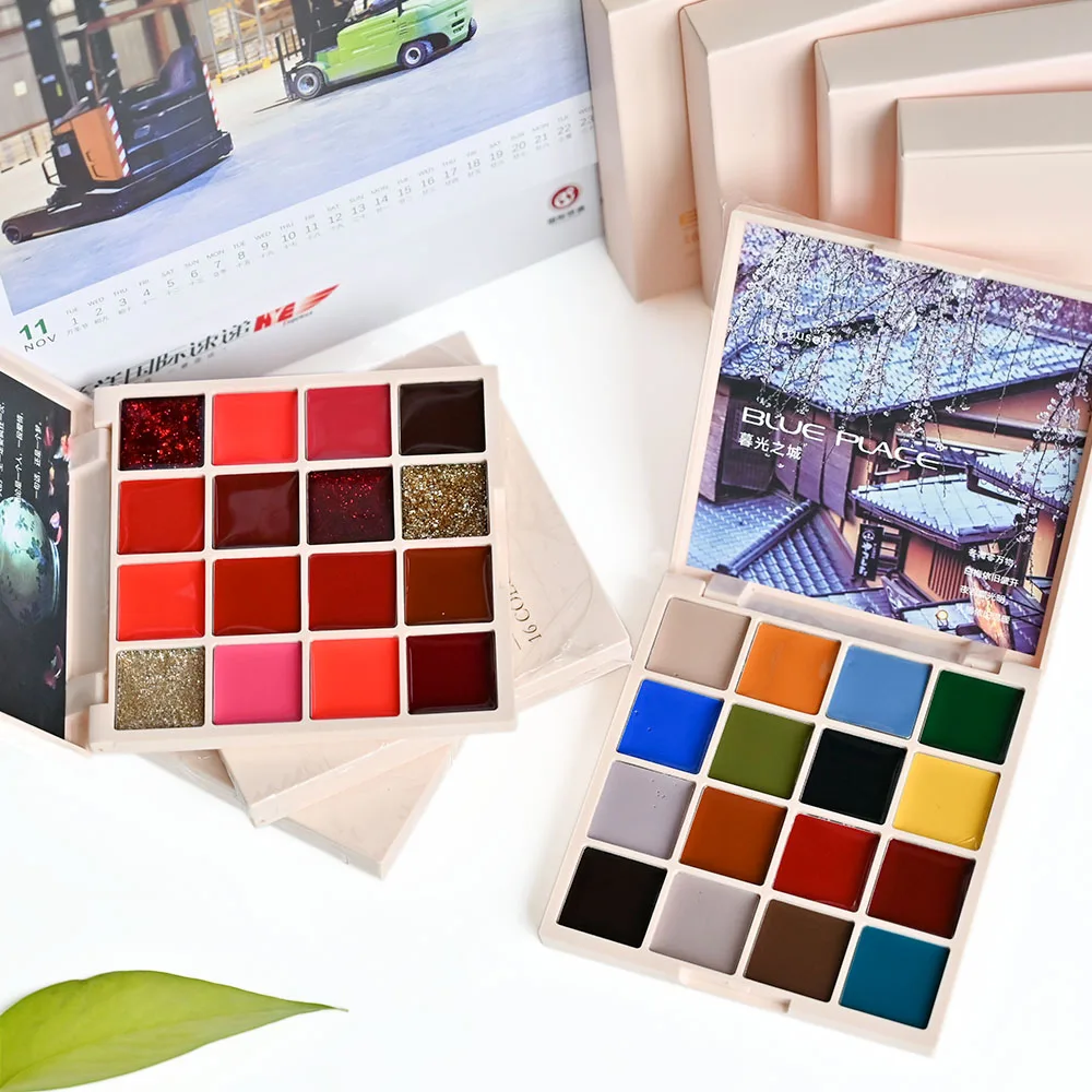 

Solid Nail Gel Palette Mud Painting Spring Summer Color For Nail Art Design Semi Permanent Soak Off UV Gel Varnish 16 Colors Set
