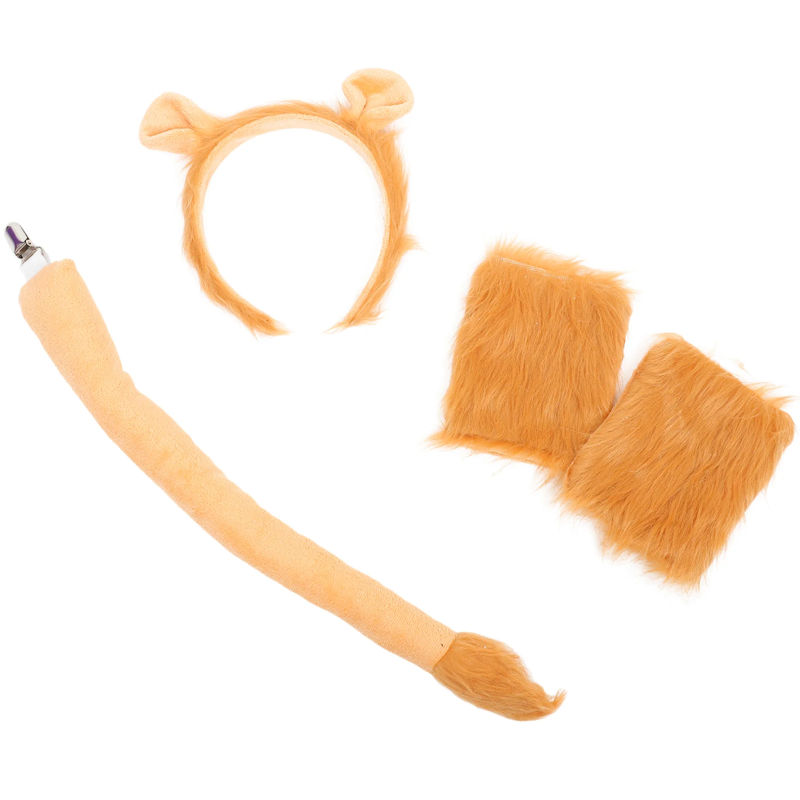 Lion Ear Headband Plush Halloween Ears Women Lion Costume Accessory Set Festive Party Supplies Adult Teen Soft Fur Tail Prop