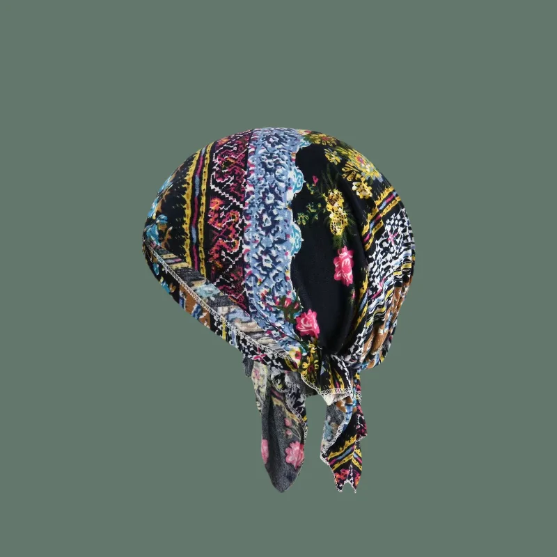 New Hip Hop Fashion Women Floral Beanies Causal Spring Autumn Warm Hat For Girls Dance Headwear Soft Beauty Transpirable Hats