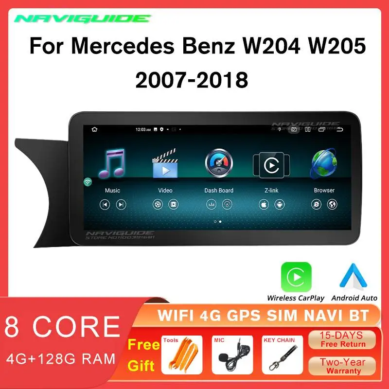 

NAVIGUIDE 10.25" Car Radio For Mercedes W204 W205 2007-2018 NTG Carplay GPS Bluetooth Haed Unit Multimedia Stereo Player