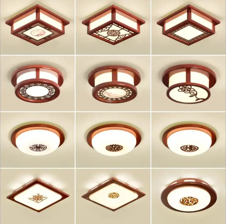 

New Chinese style corridor led ceiling lamp Chinese style wood art balcony corridor lamp cloakroom bedroom lighting