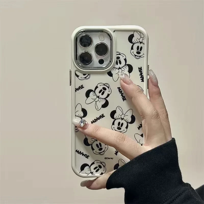 Disney Mickey Minnie Mouse Full Screen Phone Case For iPhone 15 14 13 12 16 Pro Max 7 8 Plus XR XS MAX Y2K Anti Fall Cute Cover