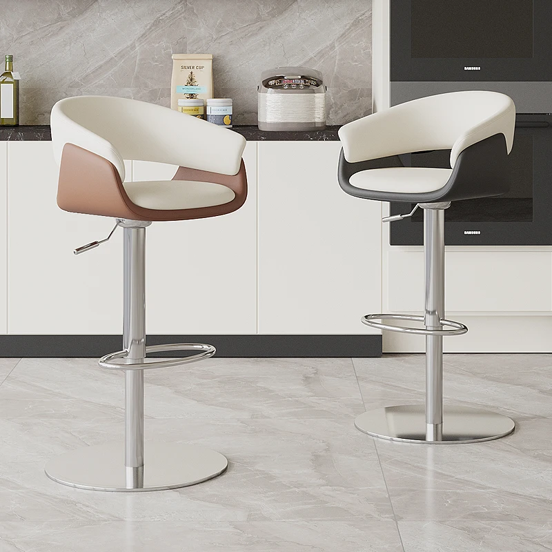 

Stainless steel bar chair modern simple home backrest high stool