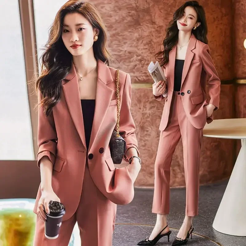 Black Two Piece Set Pants for Women Office Professional Outfit Trouser Suit Pink Womens 2 Pant Sets Blazer and Wear To Work Xxl