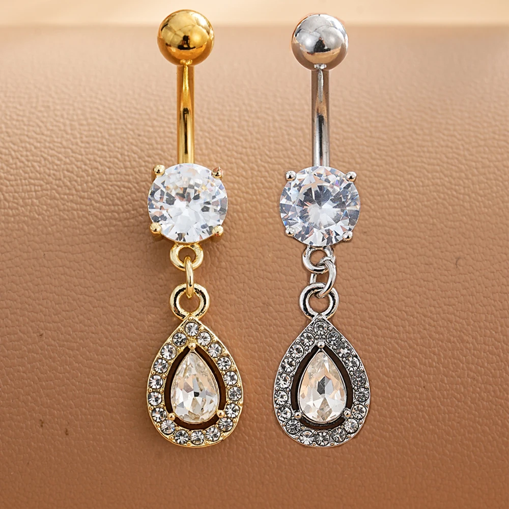 Faux Fake Belly Button Ring, 3/5 Reverse Crystals
