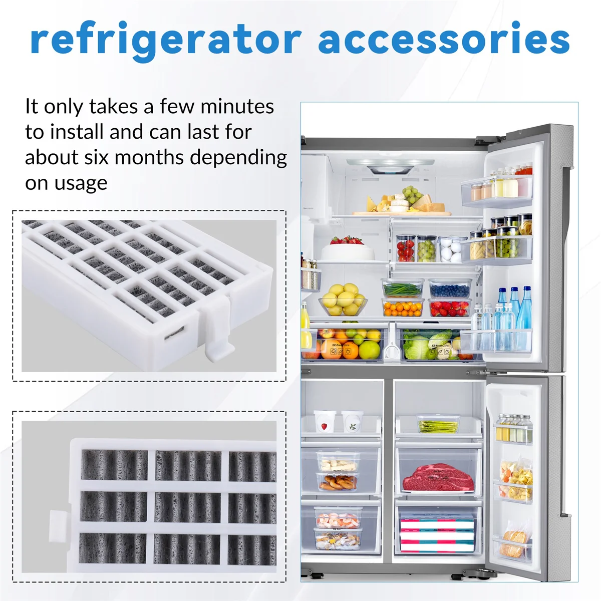 A74X 4pcs Air Filters Refrigerator Fresh Flow Replacement Part Accessories for W10311524 Whirlpool AIR1