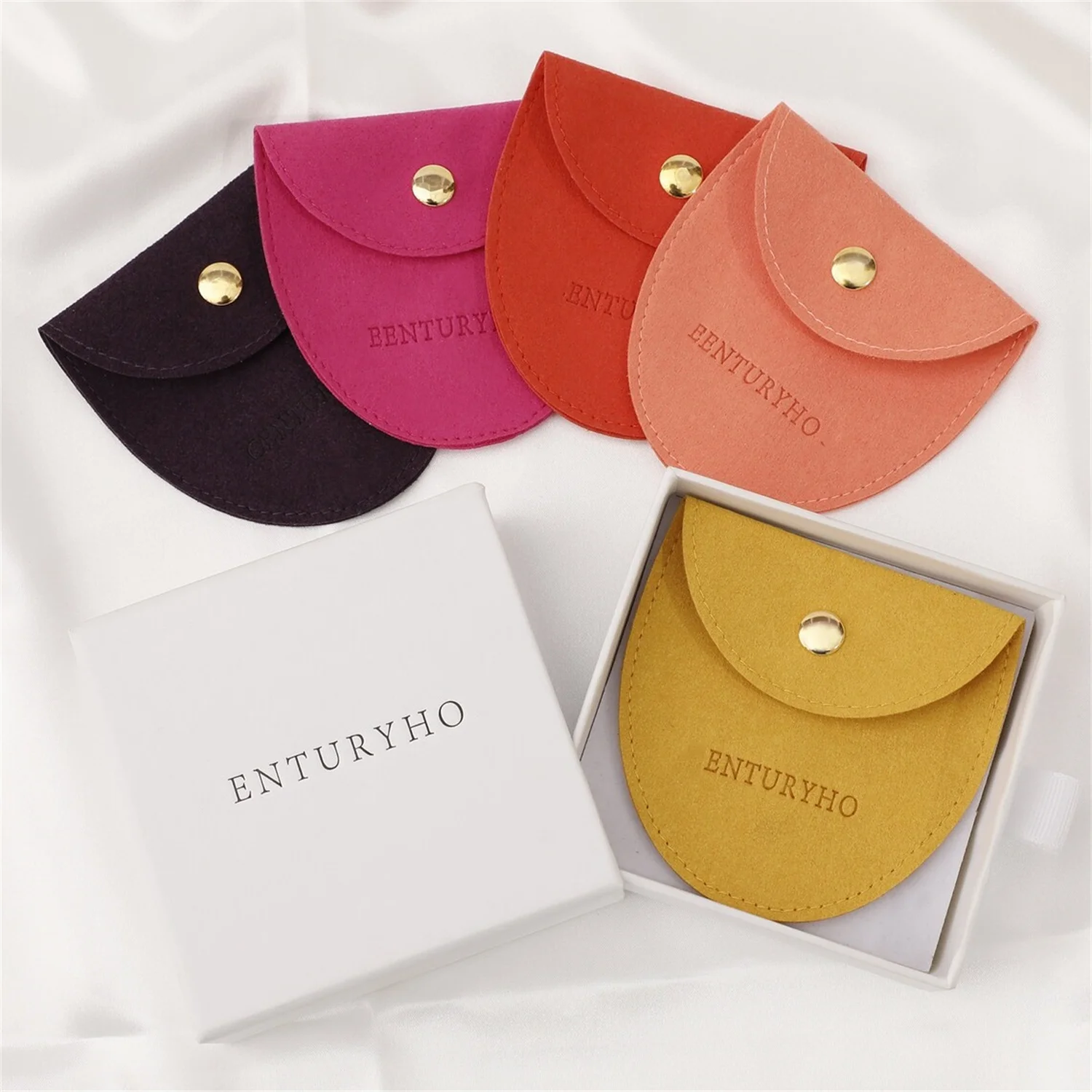 

50 Personalized Embossed Logo Print Microfiber Jewelry Bags Custom Jewelry Packaging Bags Wedding Gift Ring Bags Souvenirs Bulk