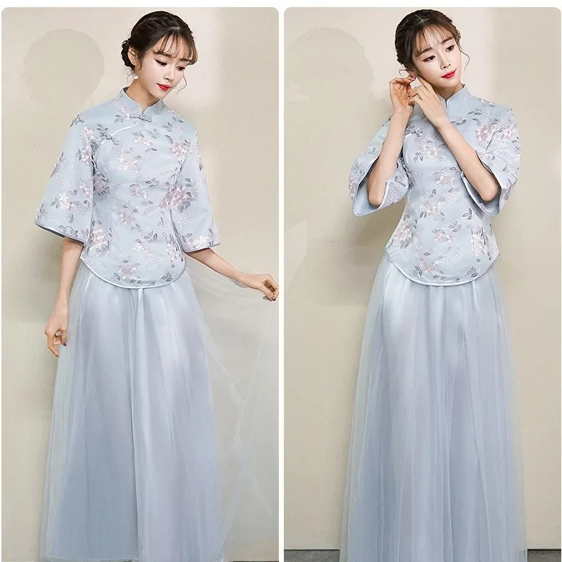 

Ele Chinese Sle Maidsmaid Dr Fairy Aosphere Student Ceremony Long Skirt Women's up Spring New Arrival Wedding