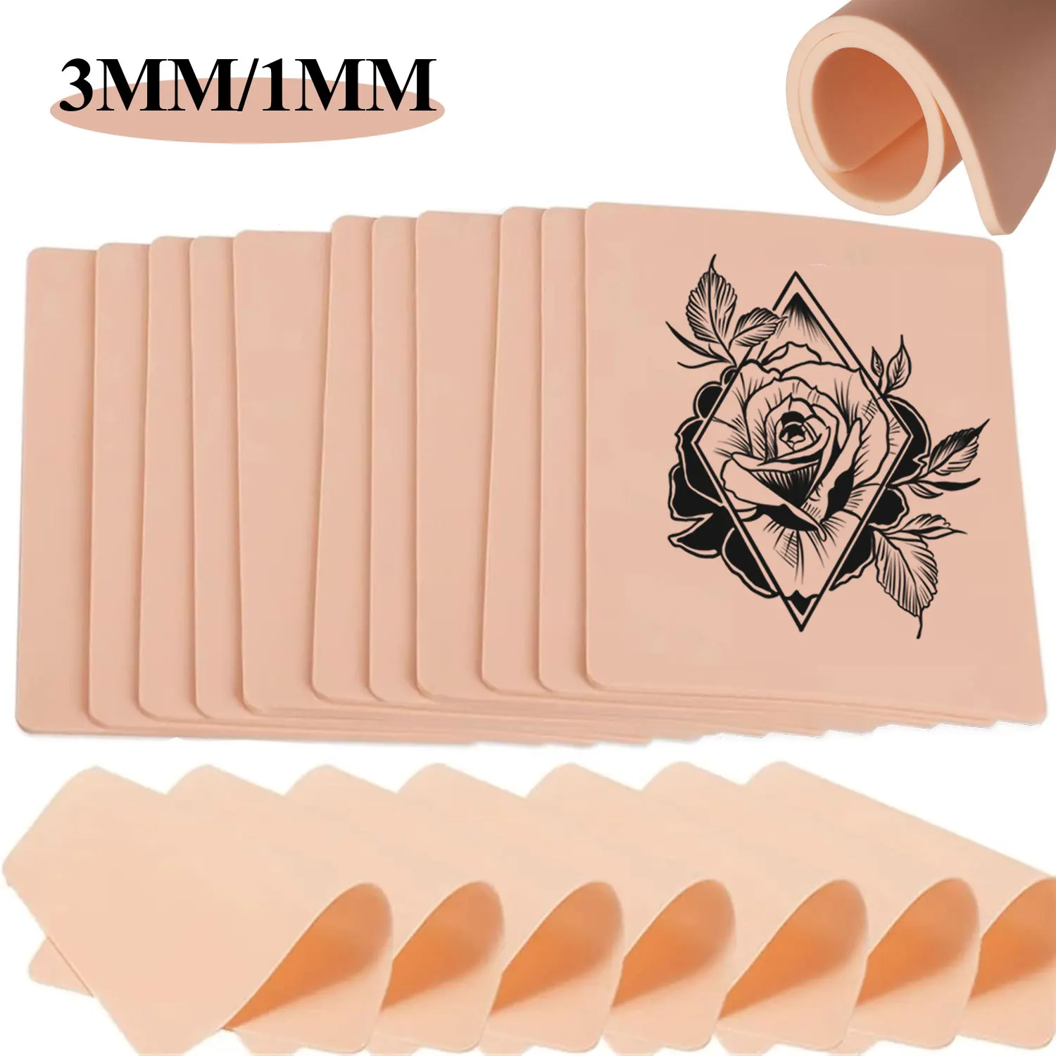 Tattoo Practice Skin Big Blank Tattoo Fake Skin Silicone Tattoo Skin Permanent Makeup Tattoo Accessories for Tattoo Beginners