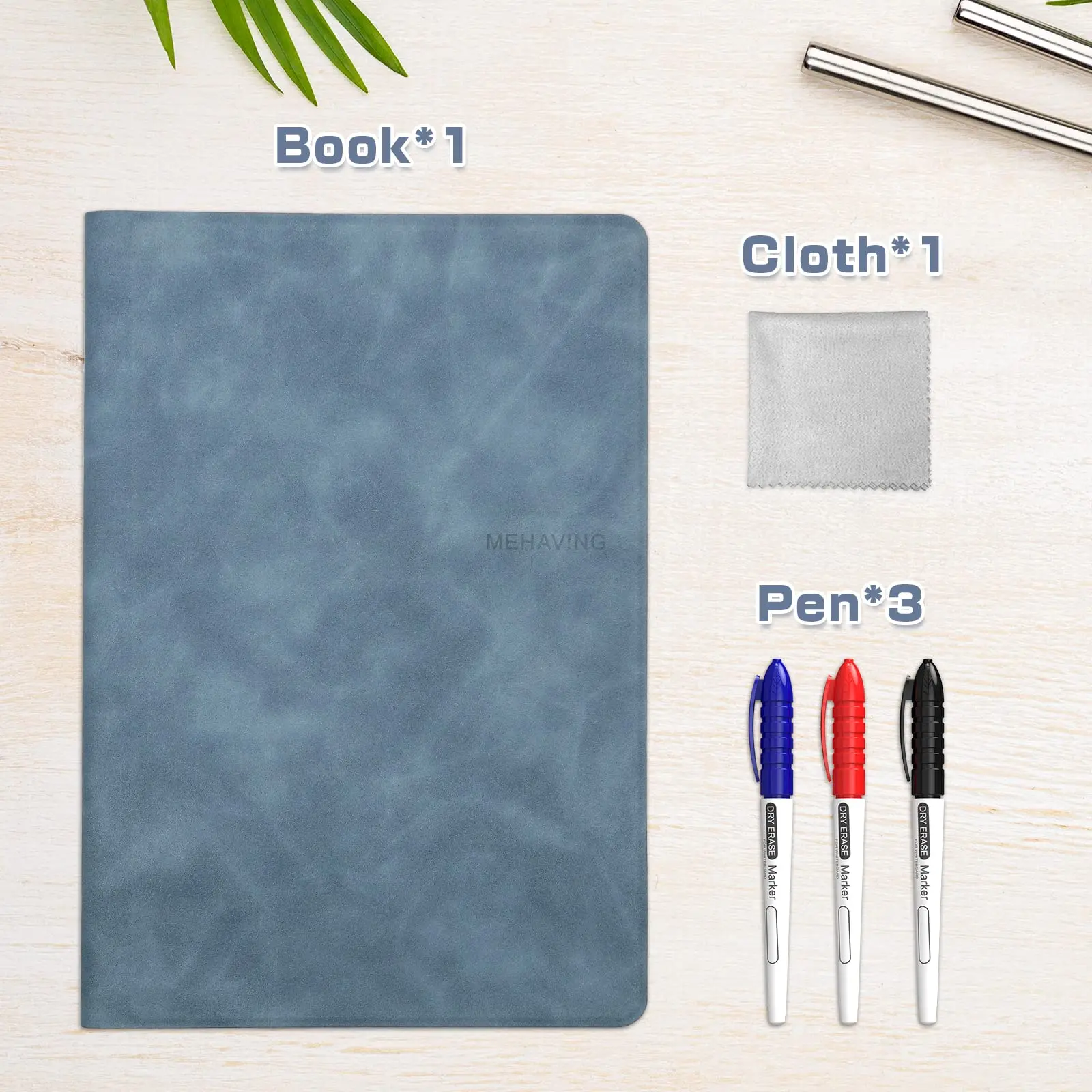 Dry Erase Whiteboard Notebook, Marcadores à Base de Água, Pequeno Quadro Branco Não Magnético para Casa, Escritório, Escola de Aprendizagem e