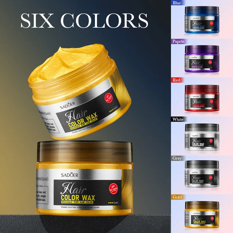 SADOER Hair Colour Wax Easy To Wash DIY Hairs Dyed Mud Long Lasting Dye for Eyebrow Beards Coloring Temporary Hair Cream view 4