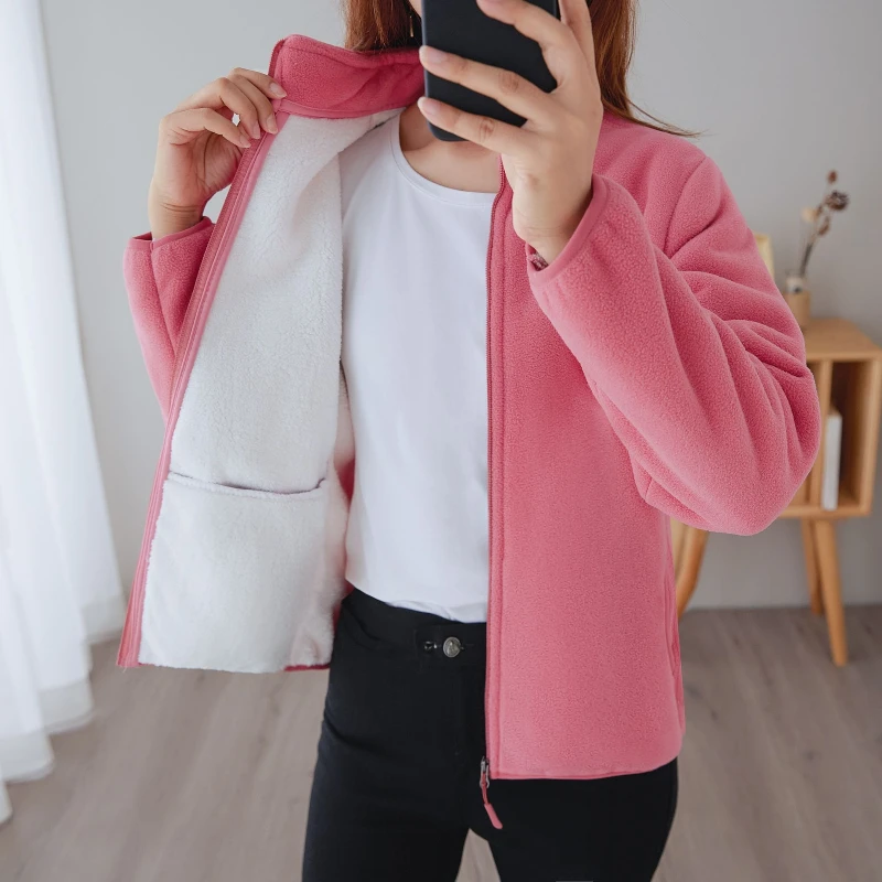 Jacket Women Double-sided Can Be Worn In Autumn and Winter Thickened Double-sided Fleece Polar Fleece Jacket