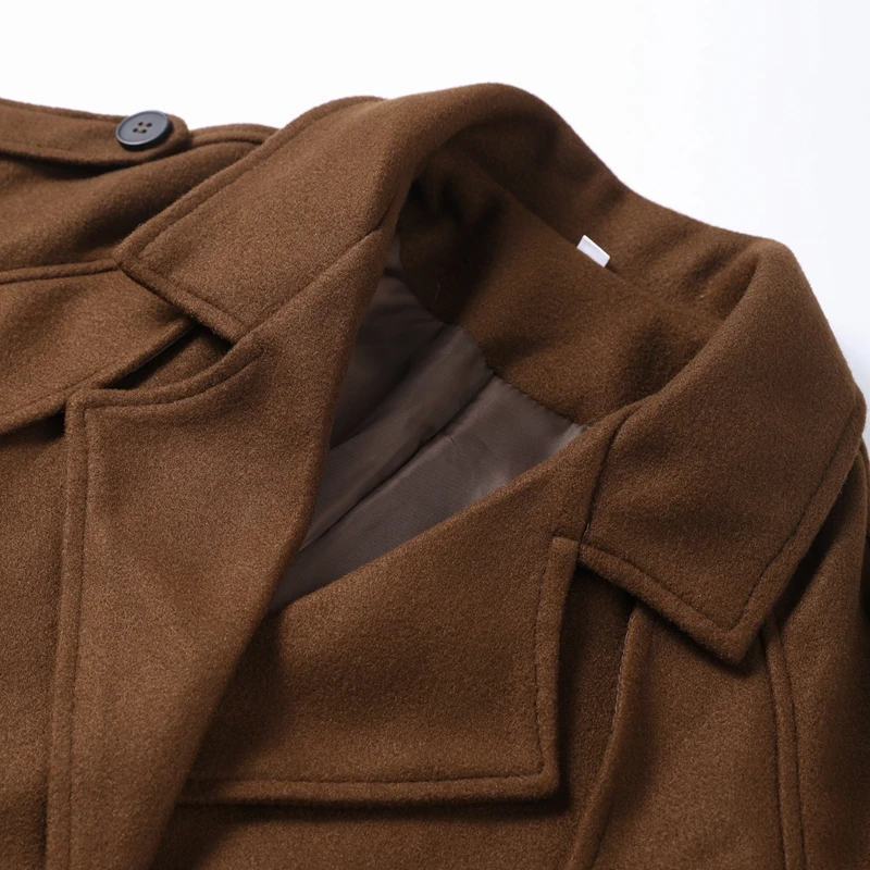 

Elegant Double Breasted Trench Coat Belt Turn-down Collar Maxi Streetwear Women Autumn Winter Vintage Outerwear Fashion Outfit