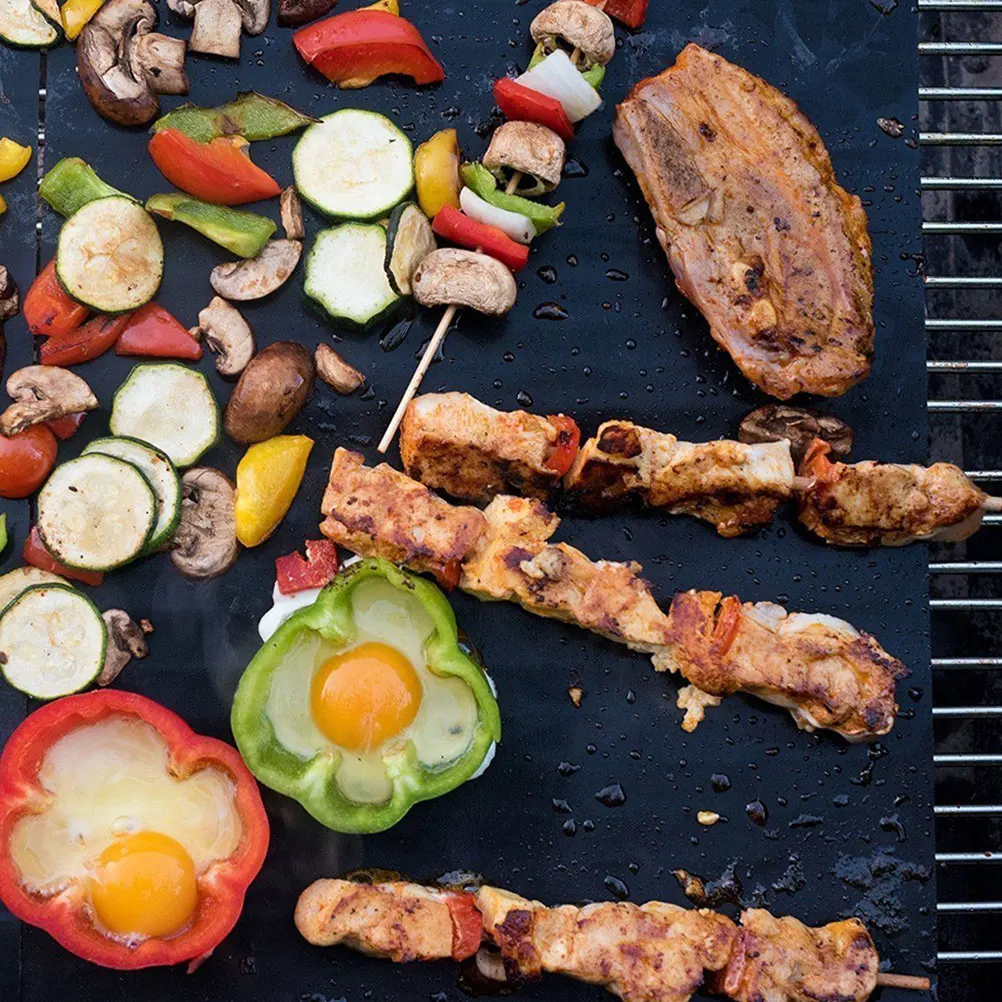 

7pcs Bbq Grill Mats Heavy Duty Fiberglass Reusable Nonstick Grilling Mat For Outdoor Cooking Baking 500°F Resistance