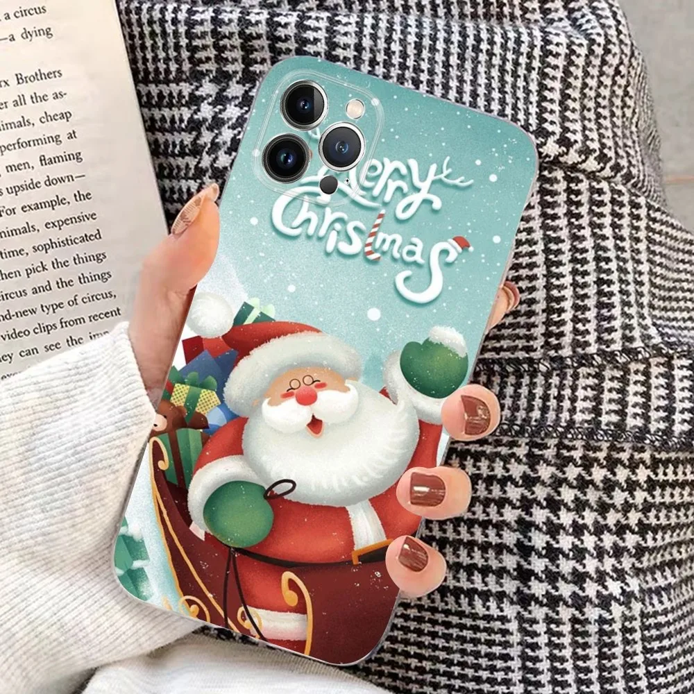 Christmas Cartoon New Year Gift Phone Case For iPhone 15 14 11 12 13 Mini Pro XS Max Cover 6 7 8 Plus X XR SE 2020 Funda Shell