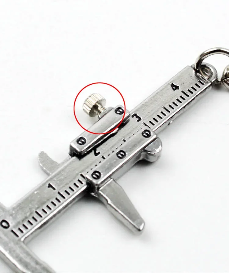 Portable Mini Metal Ruler Vernier Caliper Ruler Key Chain Movable Vernier Caliper Ruler Model Keychain Creative Gift