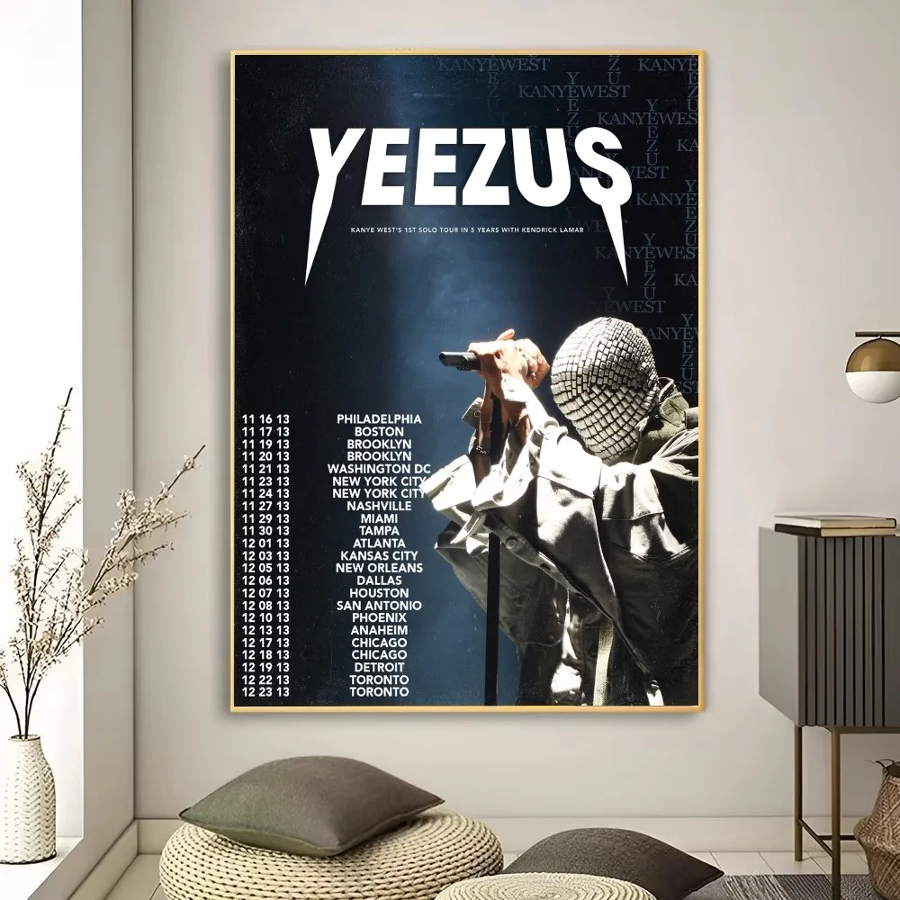 K-Kanye West Ye Rapper Poster Fancy Wall Sticker for Living Room Bar Vintage Decorative Painting Middle Bedroom