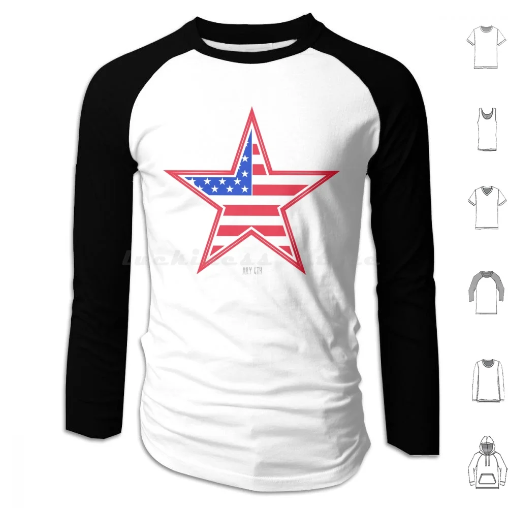 July 4th American ? Day Hoodie cotton Long Sleeve 4th July July 4th Day American Flag Usa Usa Flag Bbq Happy July 4th