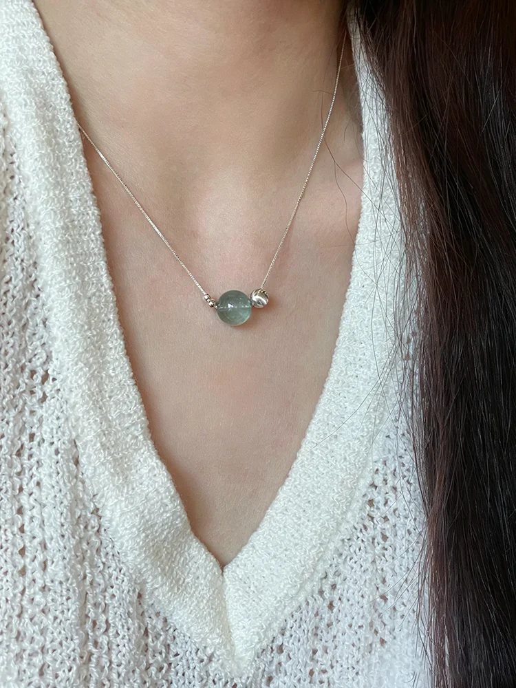 Silberfarbene Halskette mit einzelnem runden künstlichen Imitationskristall-Anhänger für Damen und Herren, Box-Kette, zierlicher Choker, Schmuck, Geschenk – Detail 6