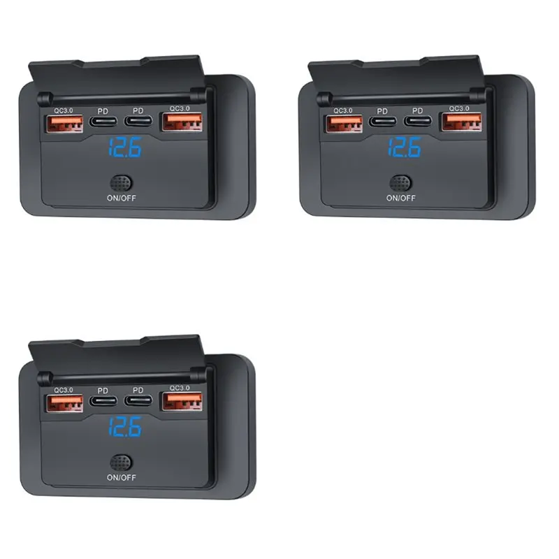 

Круглосуточная доставка. 3x 4-портовые USB-разъемы 12В 108Вт (Dual PD + Dual QC3.0) с цифровым вольтметром и выключателем. Панель-адаптер для розетки.