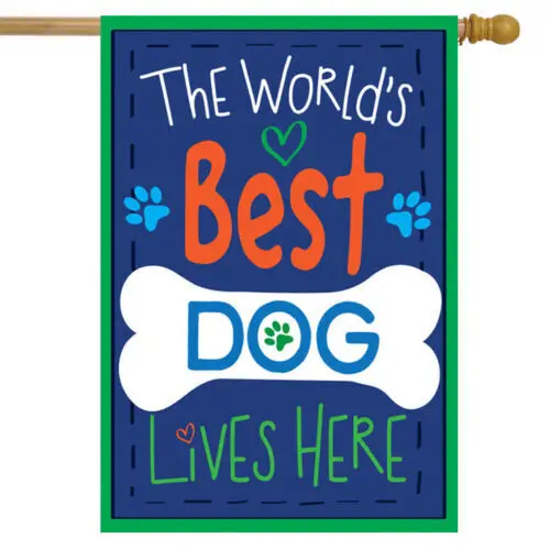 World's Best Dog Double-Sided House Flag Bone Paw ; DecorVibe