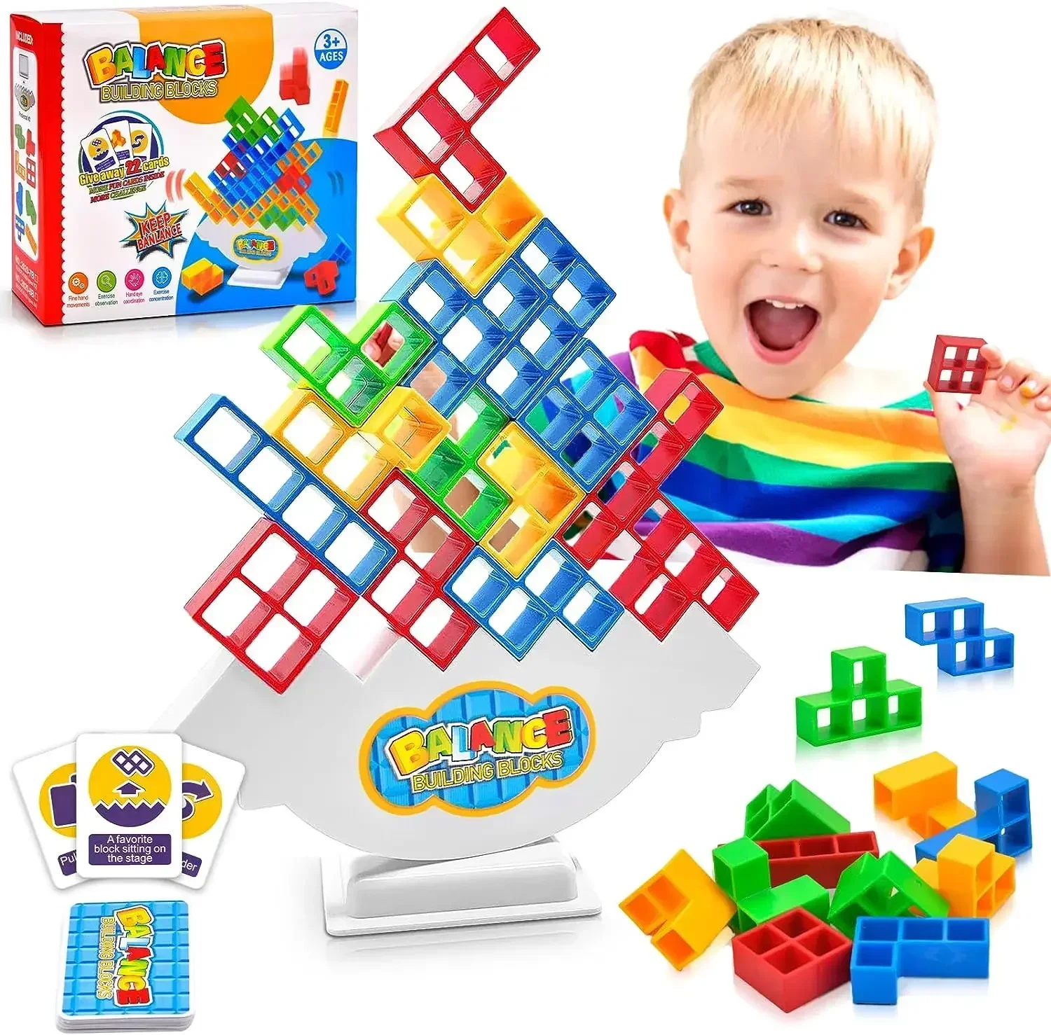 Giocattoli per l'equilibrio dei bambini gioco da tavolo a torre impilabile blocchi di costruzione Puzzle assemblaggio mattoni giocattoli educativi per bambini adulti