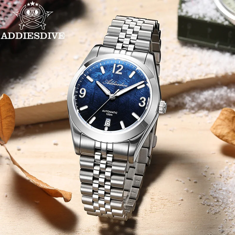 

ADDIESDIVE Men's Automatic Watch Sapphire Crystal 10Bar Waterproof Watches Stainless Steel Calendar Luminous Wristwatch 2026 New