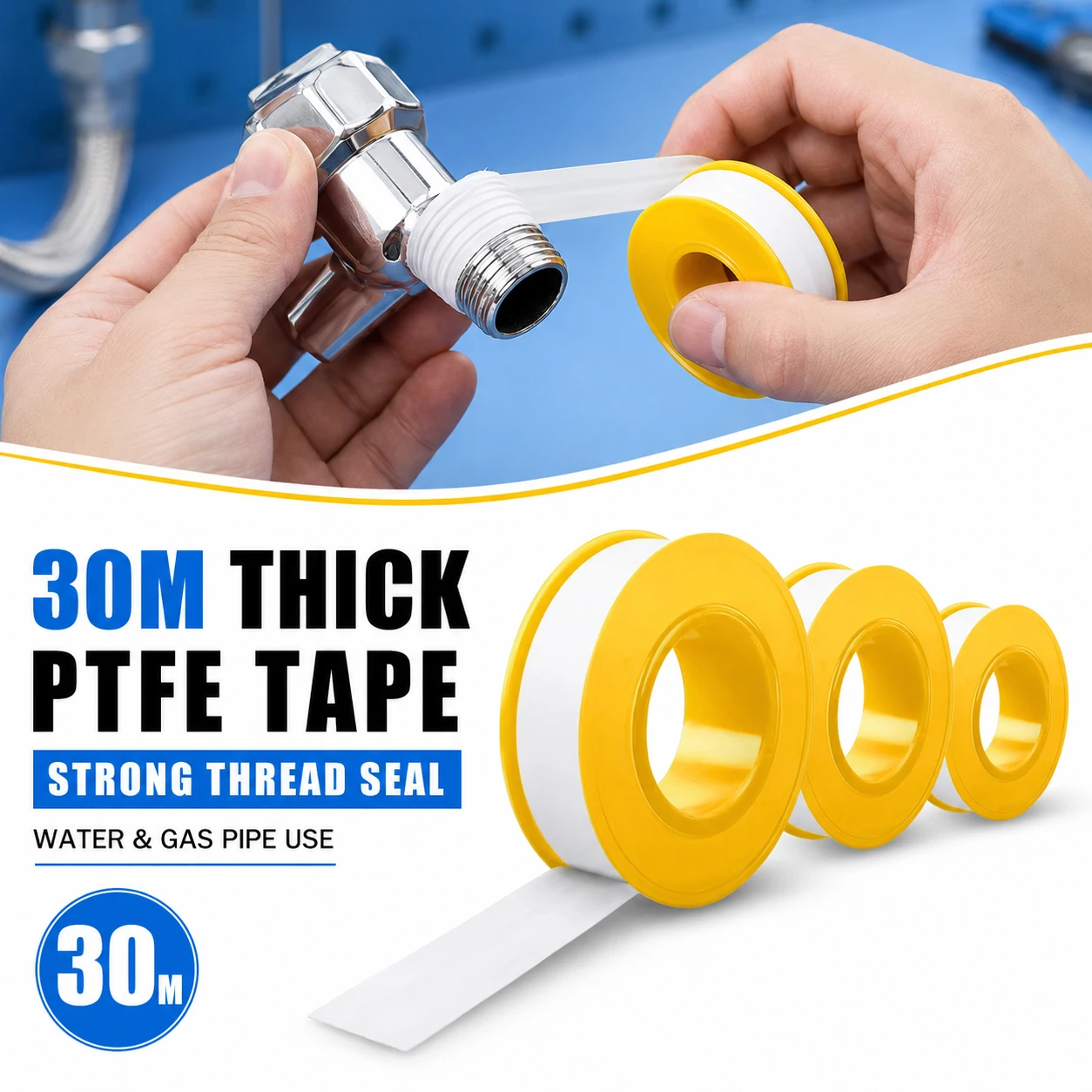 Plumbing Tape Ptfe - 30m PTFE 나사 밀봉 테이프 두꺼운