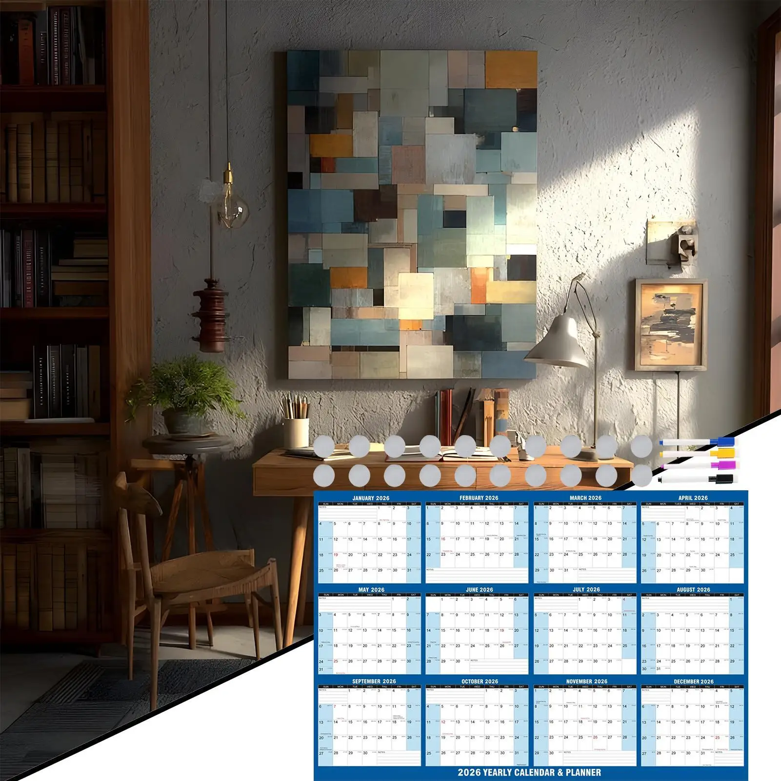 

2026 Plan Calendar Adornment Digital Wall Planner Annual Schedule Mounted Erasable For Bedroom Living Room Planning Schedule
