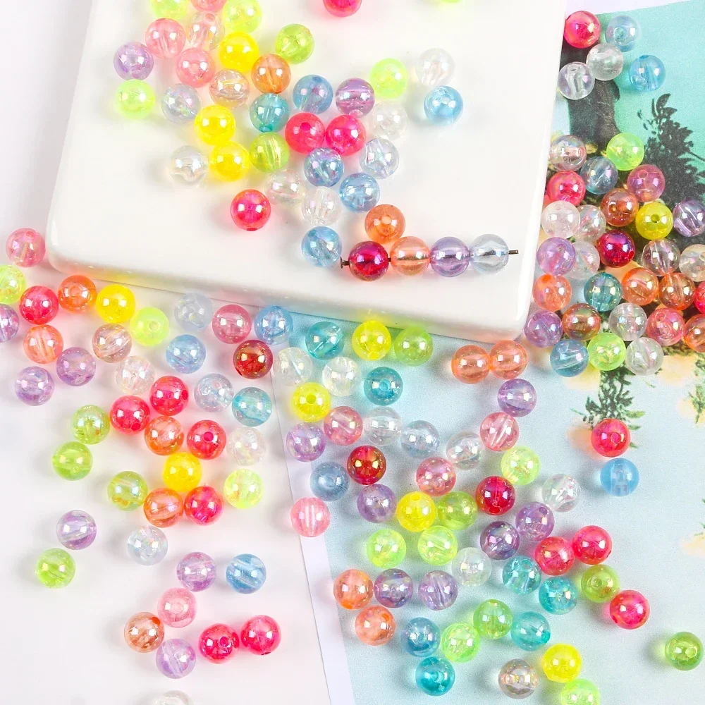 

4-16mm Acrylic AB Color Loose Spacer Round Beads Straight Hole DIY Crafts Transparent Jewelry Making Necklace Bracelet