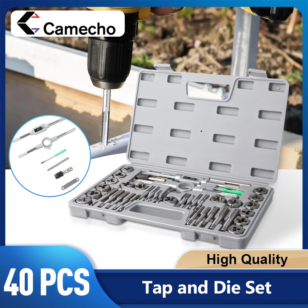 40 pezzi Set di maschi e matrici M3-M12 Kit di attrezzi per filettatura a vite maschio in acciaio legato macchina per utensili meccanici professionali femminili