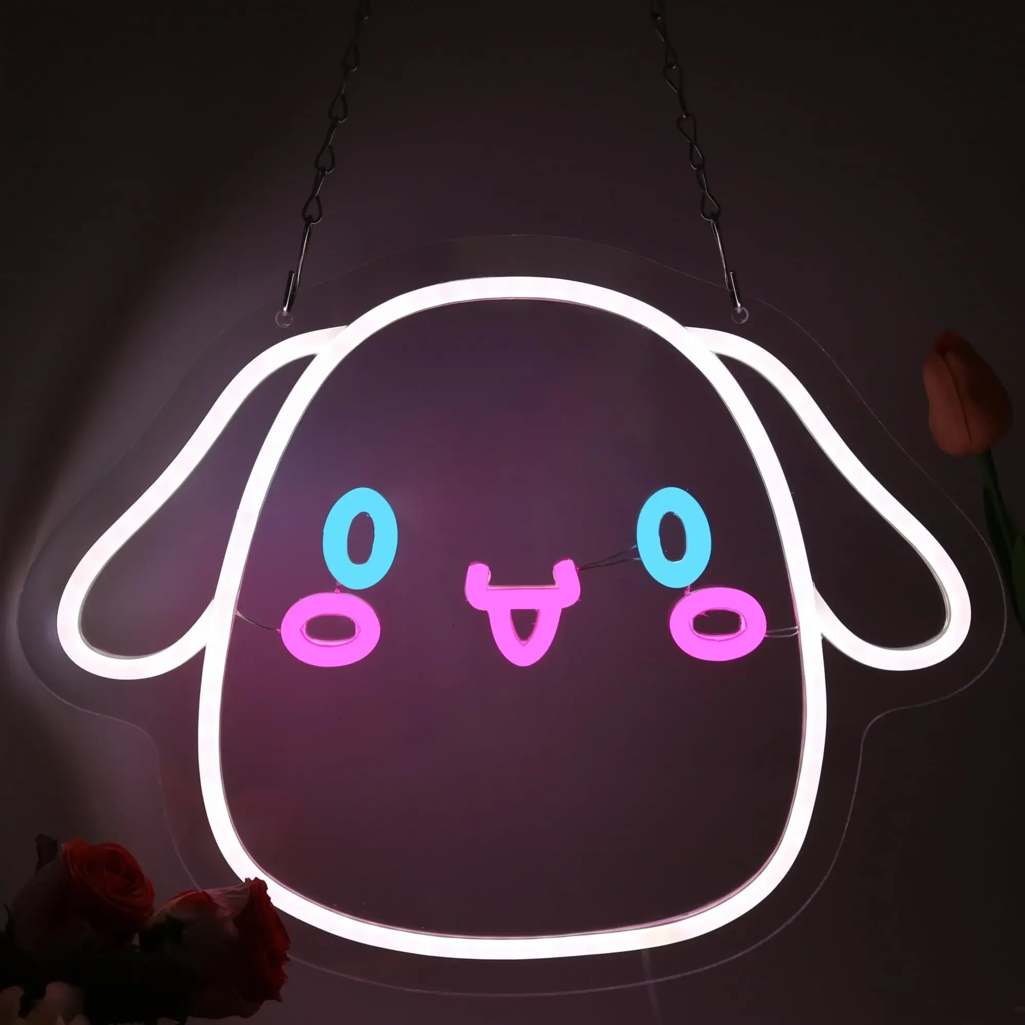 

Неоновая вывеска Sanrio Laurel в виде собачки для украшения дома, неоновая вывеска с питанием от USB для магазина, гостиной, игровой комнаты, подарки для детей и друзей