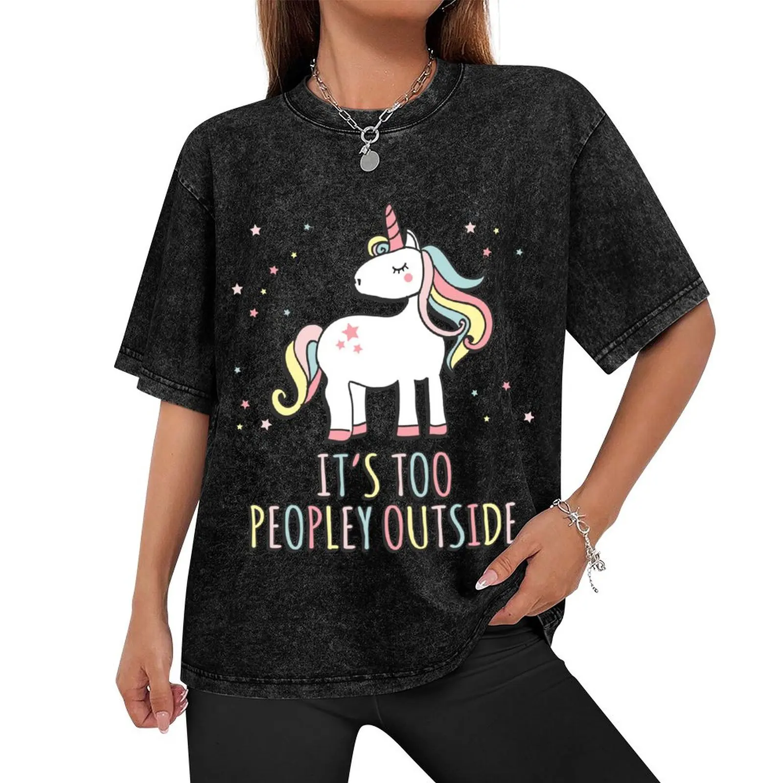 It's Too Peopley Outside Unicorn T-Shirt man clothes summer top slim fit t shirts for men