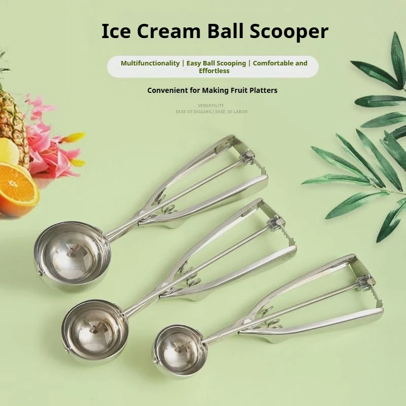 Ice Cream Scoop Stainless Steel Ice Cream Scoop, Press - Type Dessert Baller, Mirror - Polished & Reinforced (Multi - Sizes)