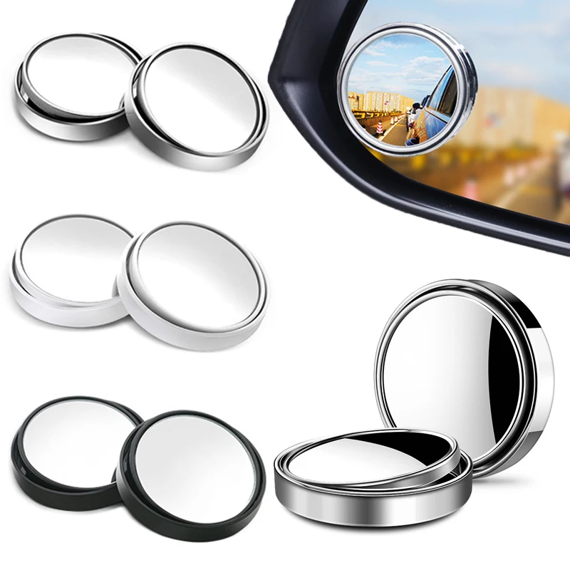 

2Pcs Round Frame Car Rearview Convex Blind Spot Mirror Wide-angle 360 Degree Round Frame Convex Blind Spot Mirror Driving Safety